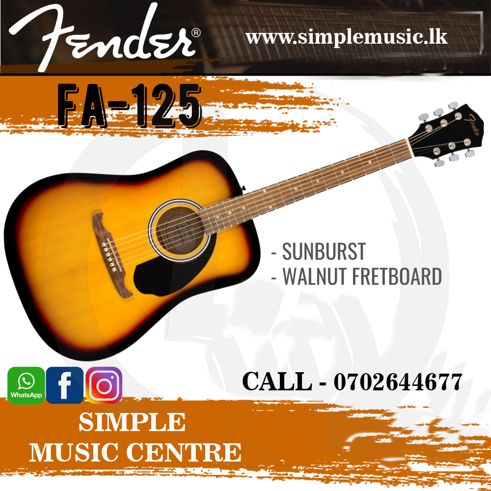 Fender FA-125 Dreadnought Acoustic Guitar(Sun Burst)With Fender Cover